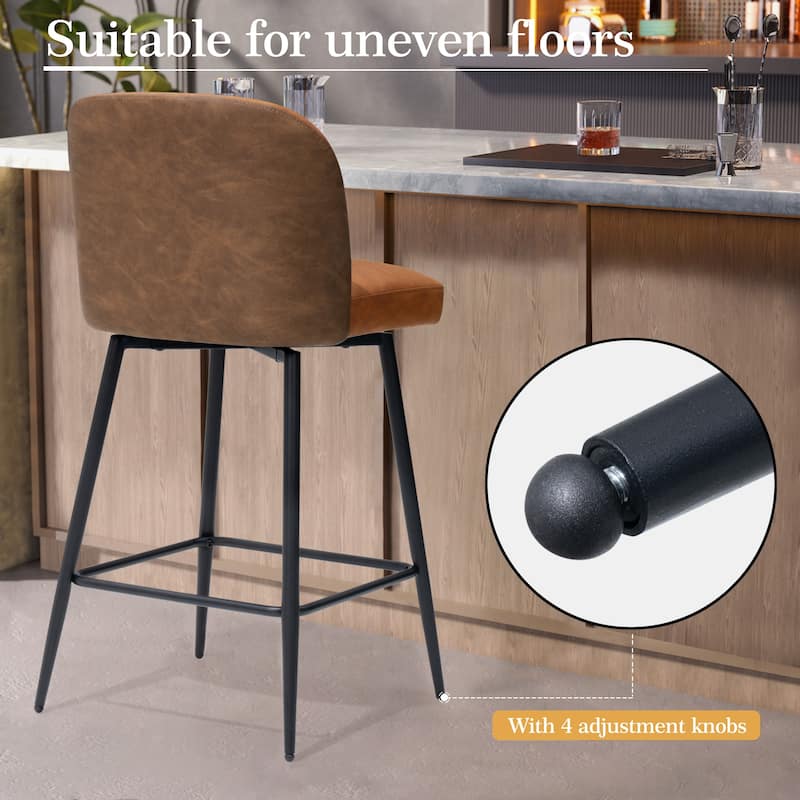 26.77" Counter Height Swivel Bar Stools with Backs and Metal Legs