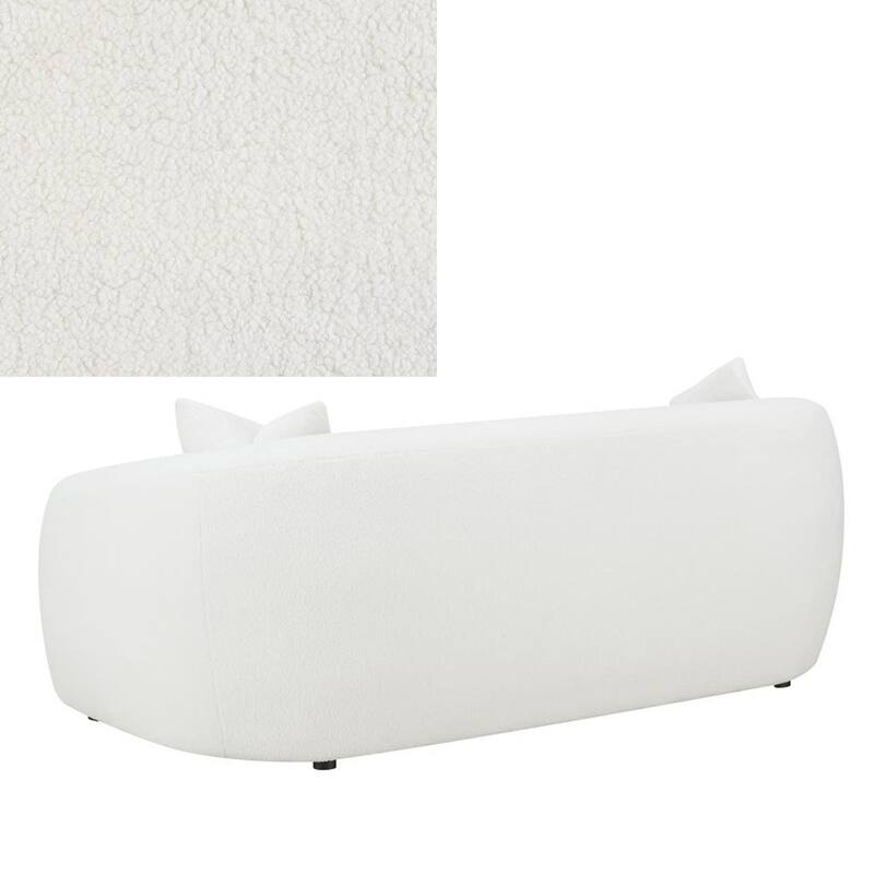 Fabric Upholstered Sofa with Accent Pillows in Natural and Black
