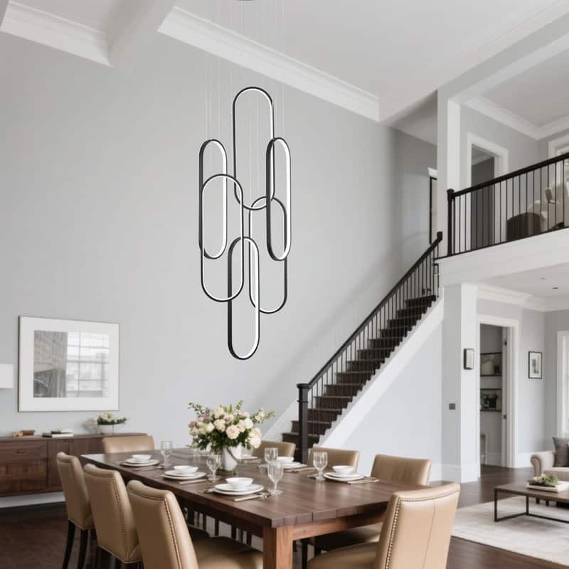 6 Ring Modern Chandelier Large LED High Ceiling Chandeliers