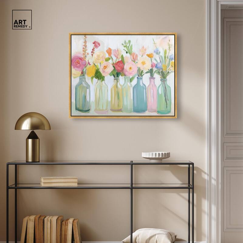 Bottled Blooms Canvas by Art Remedy