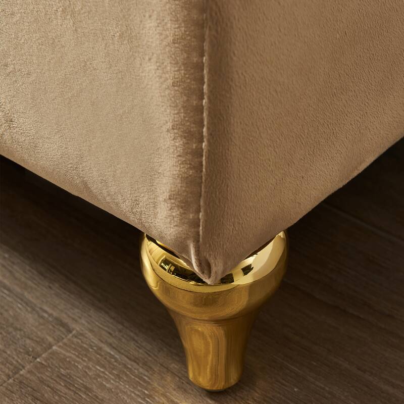 Modern Storage Chaise Lounge for Living Room, 60.6" Velvet Sofa Chair with Toss Pillows, Upholstered Lounge Sofa with Gold Legs