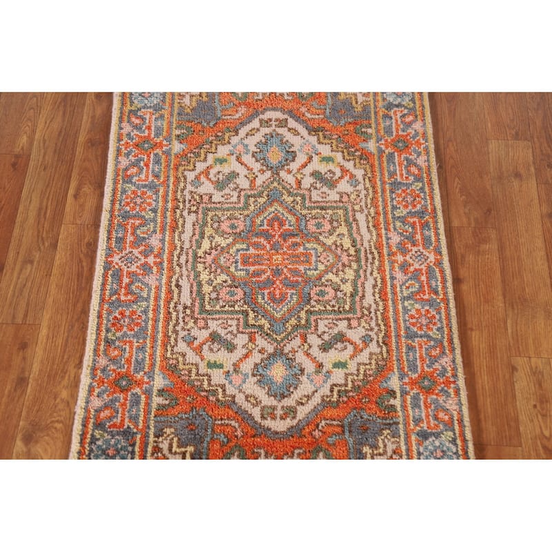Beige Heriz Serapi Style Accent Area Rug Hand-knotted Wool Carpet - 2'0"x 3'0"