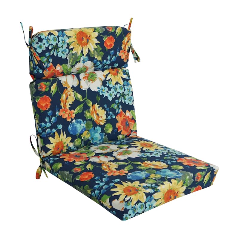 18-inch by 38-inch Three-section Outdoor Seat/Back Chair Cushion - 38" x 18" - Alfinia Fresco Caspian