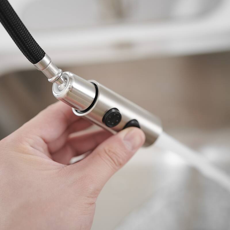 WIZ Pull-Down 1-Spray High Arc Kitchen Faucet With Deck Plate