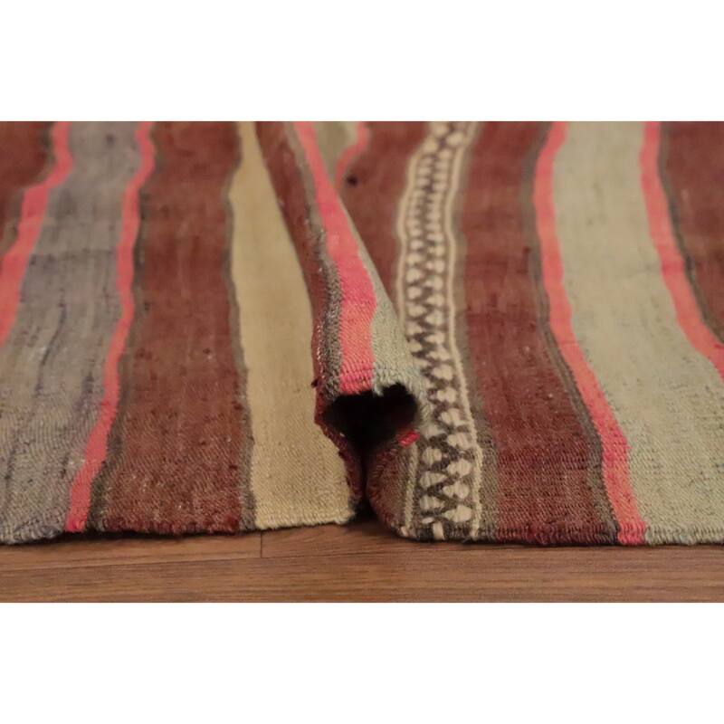 Hand Woven Oriental 100% Wool Carpet Southwestern Tribal Oranges & Rust Kilim Area Rug - 6' 1'' X 4' 4''