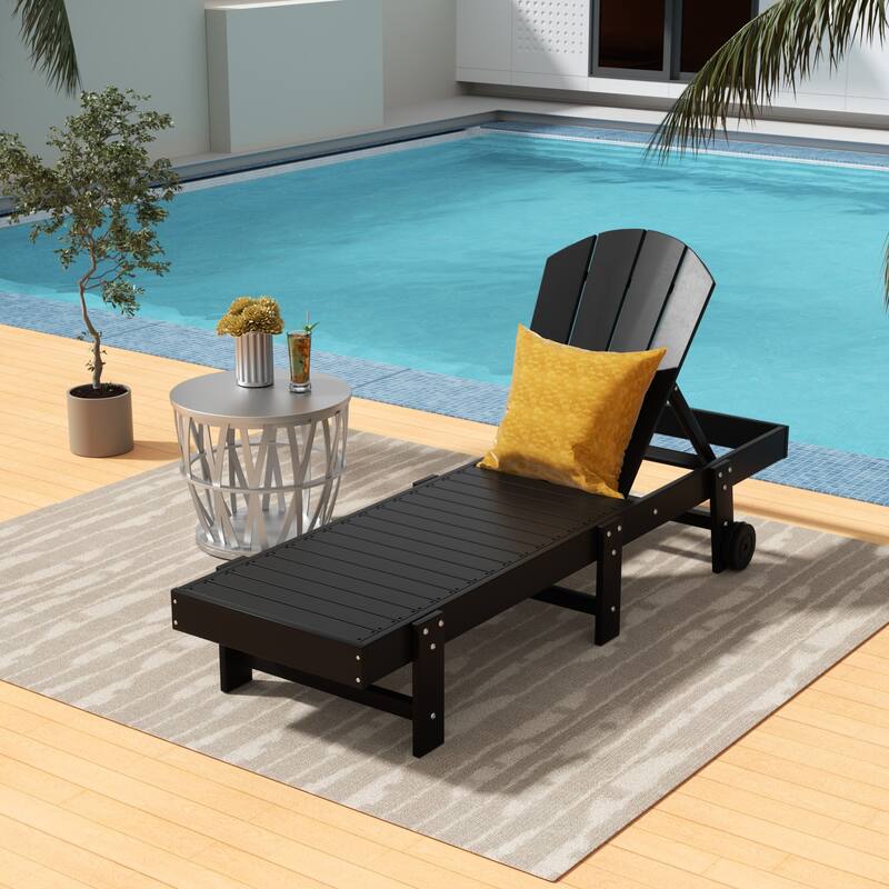 Laguna Hdpe All Weather Outdoor Patio Pool Reclining Armless Chaise Lounge With Wheels
