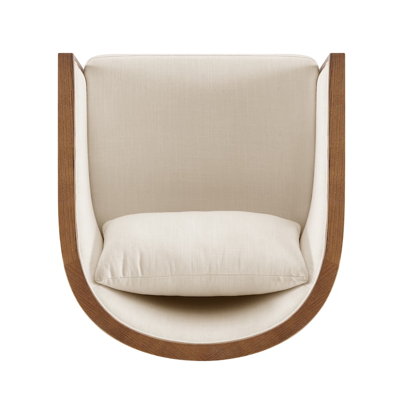NPD Furniture Marilyn Linen Swivel Accent Arm Chair with Rattan