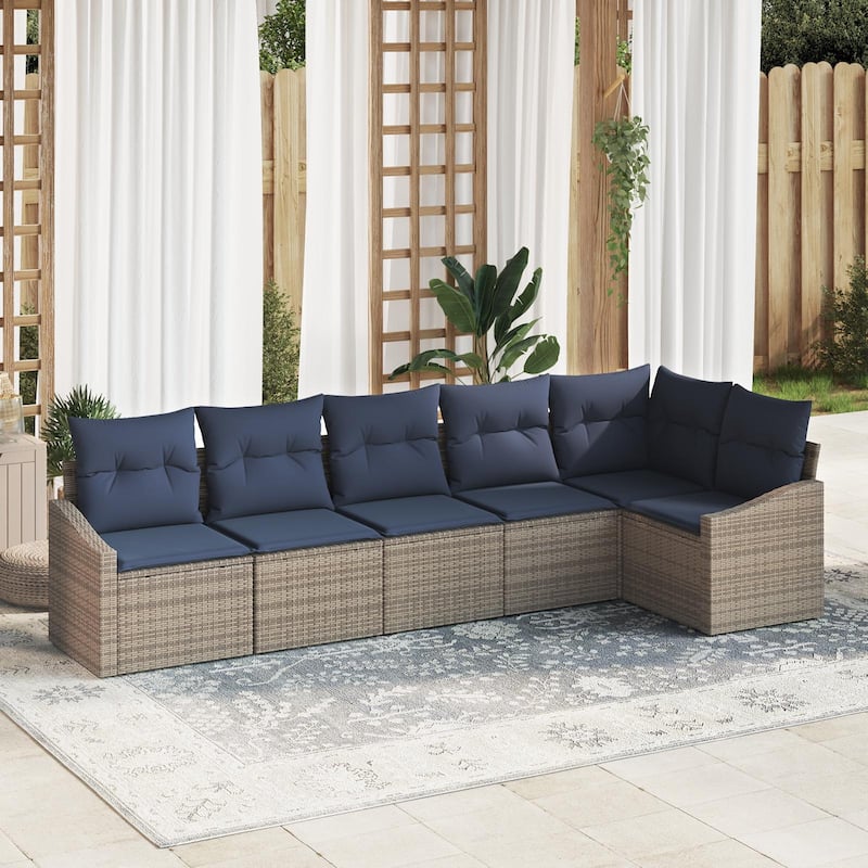 vidaXL 7 Piece Garden Sofa Set with Cushions - 113.6×48.6×27.2 - Grey