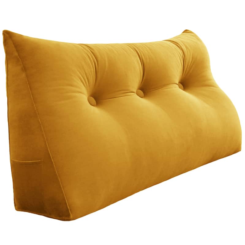 WOWMAX Large Bed Rest Wedge Reading Pillow Back Support Headboard Cushion - Twin - Yellow