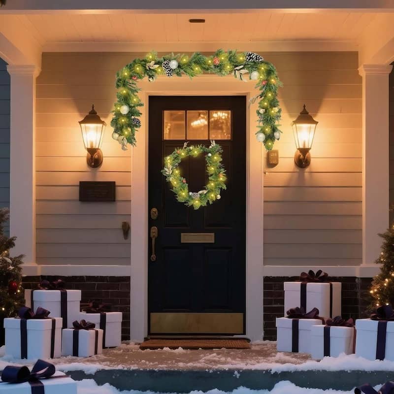 1 Pcs 9FT Christmas Norfolk Pine Garland, Greenery Garlands for Decor - N/A