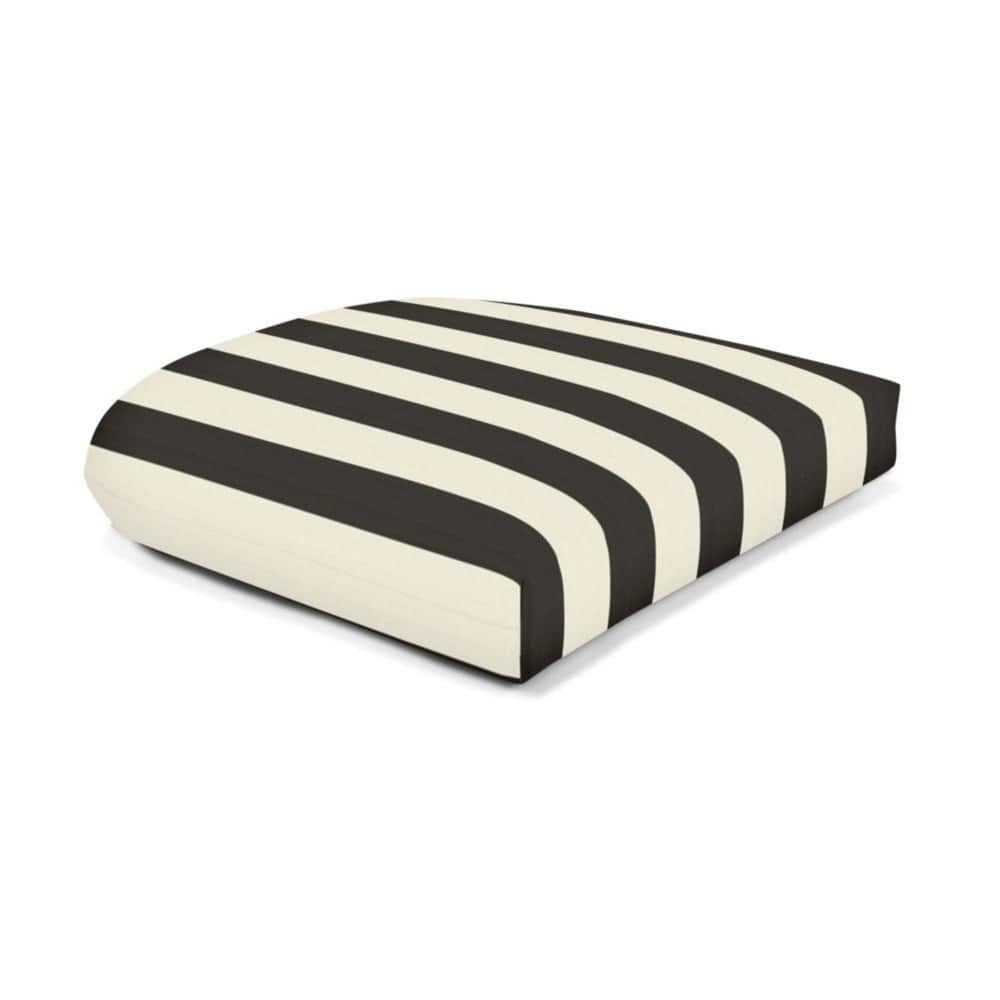 Sunbrella Stripe Fabric 1-Piece Indoor/Outdoor Wicker Seat Pad Cushion, 19.5"W x 19.5"L