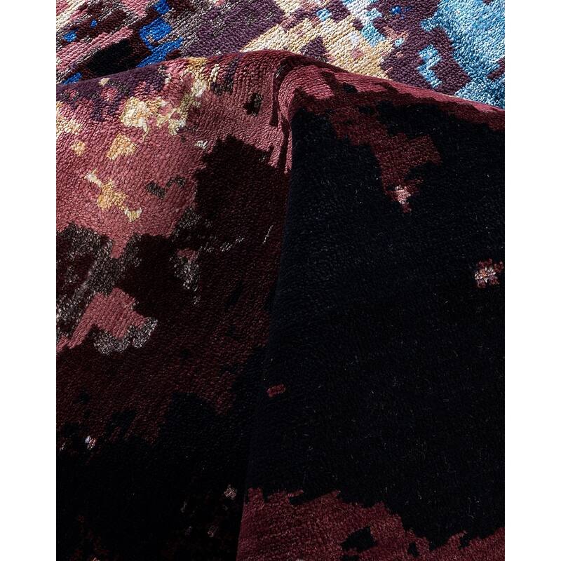 Ikat One-of-a-Kind Hand-Knotted Area Rug - Black, 8' 1" x 10' 0" - 8' 1" x 10' 0"