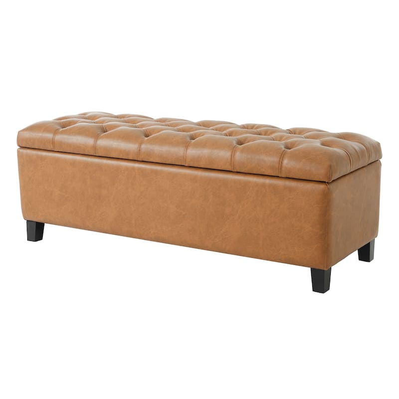 Ottilie Contemporary Button-Tufted Storage Ottoman Bench by Christopher Knight Home