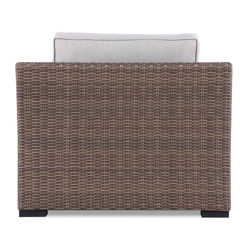 Manhattan Rustic Wicker Rattan Lounge Arm Chair, Beige