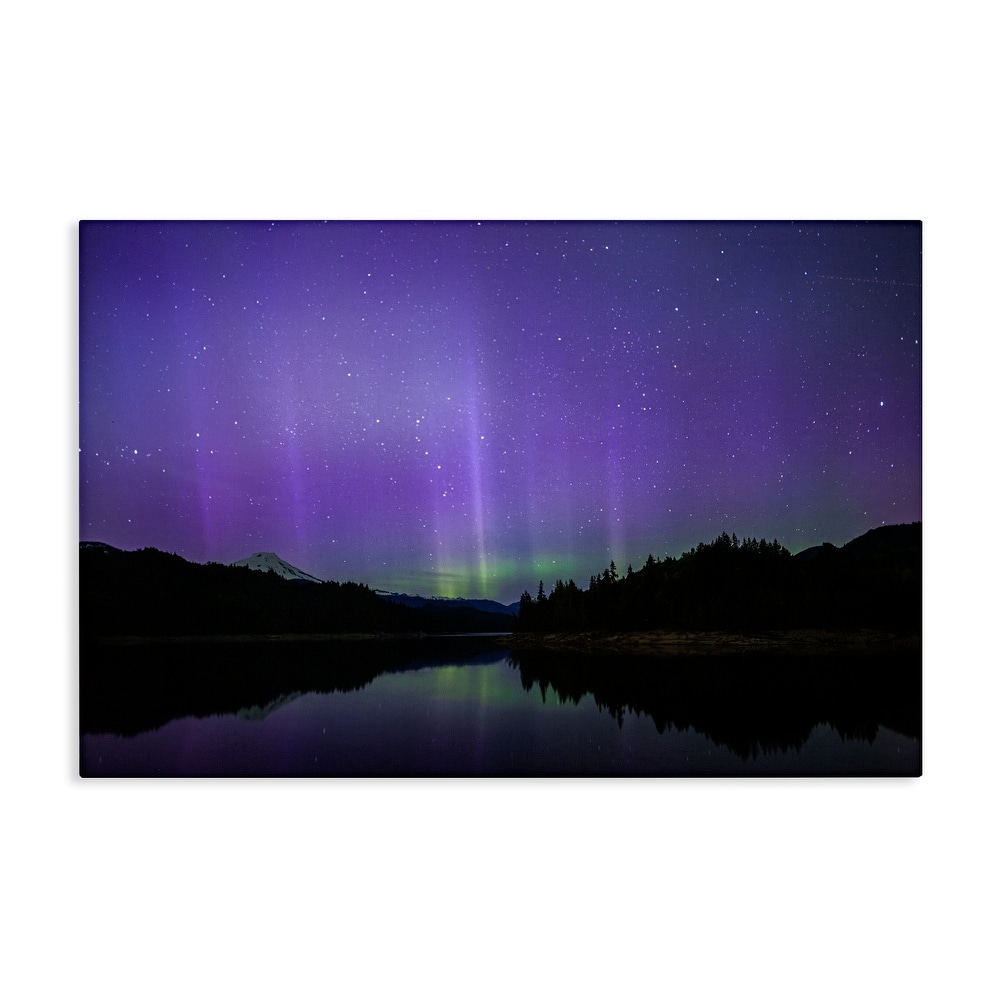 Stupell Luminous Purple Northern Lights Canvas Wall Art Design By Nancy Crowell