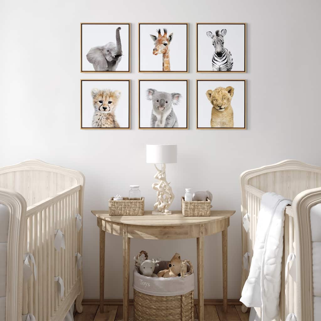 Kate and Laurel Sylvie Safari Animal Framed Canvas by Amy Peterson