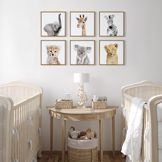 Kate and Laurel Sylvie Safari Animal Framed Canvas by Amy Peterson