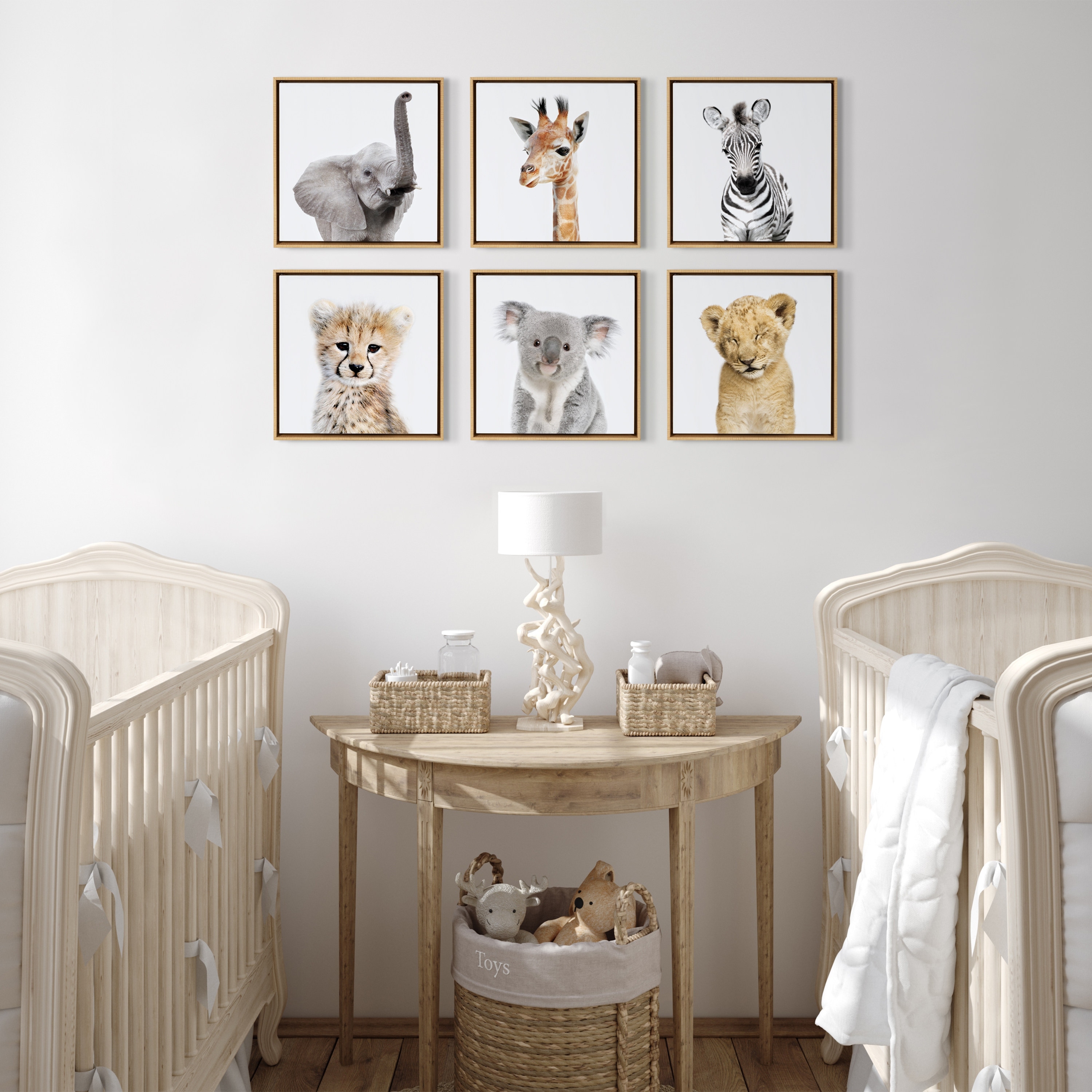 Kate and Laurel Sylvie Safari Animal Framed Canvas by Amy Peterson