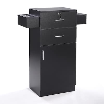 3-Layer Beauty Salon Storage Cabinet / Hair Dryer Holder,Lockable Styling Station