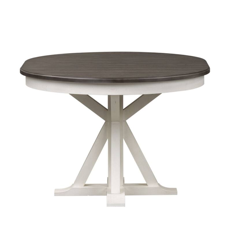 Allyson Park Wirebrushed White & Charcoal Pedestal Table