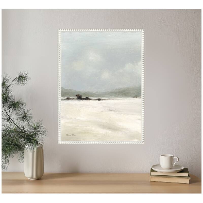 Kate and Laurel Sylvie Beaded December Mist 1 Framed Canvas by Mackenzie Nelson