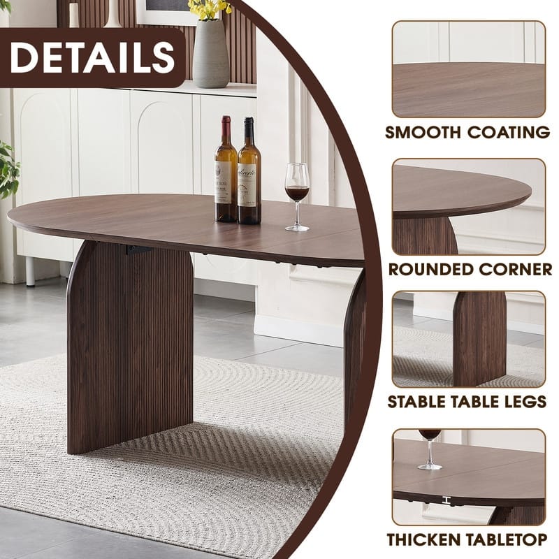 Modern Oval Wooden Dining Table - Double-Column Design