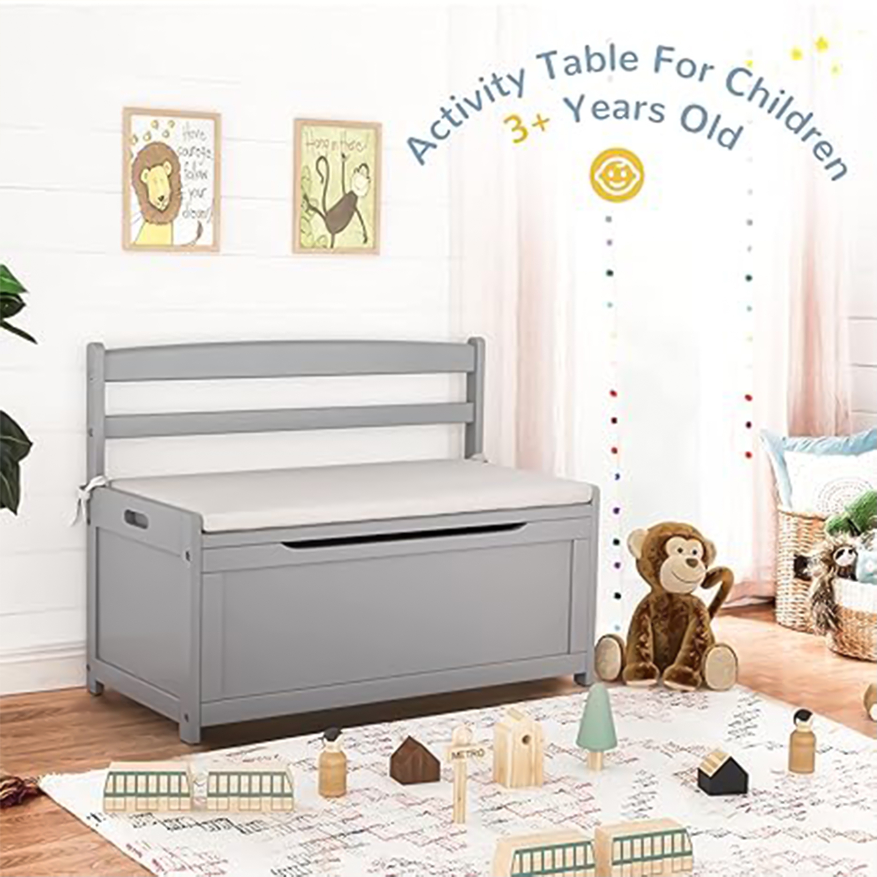 Toy chest bench with cushion discount