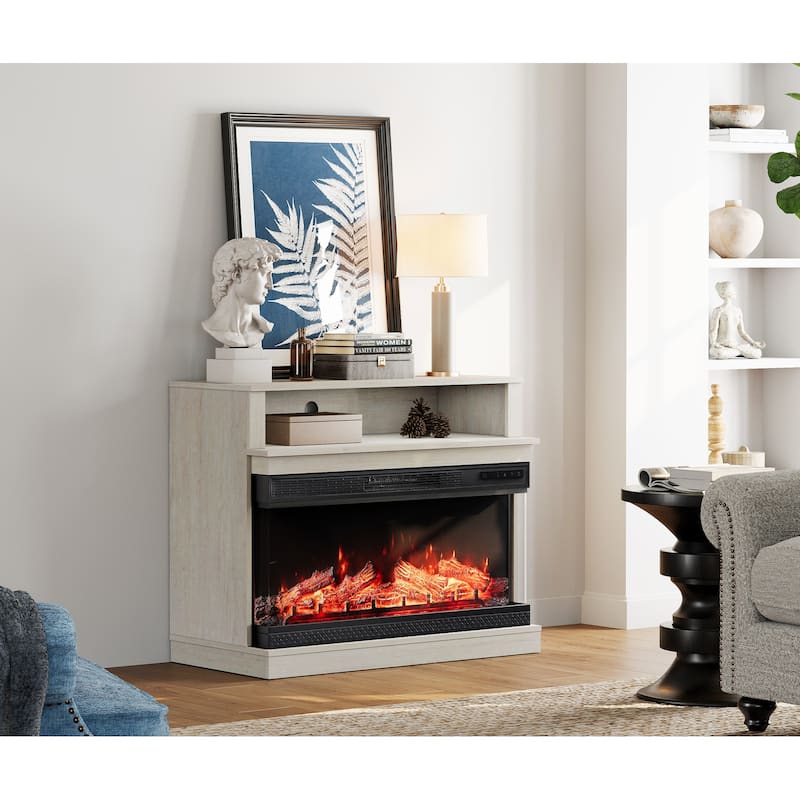 WAMPAT TV Stand with 36 inch 3 Sided Glass Electric Fireplace