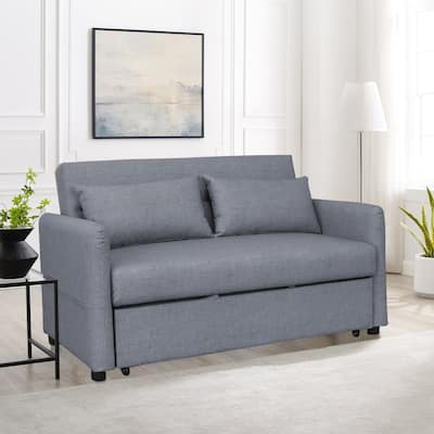 gray cloth grain leather leisure two-seat sofa