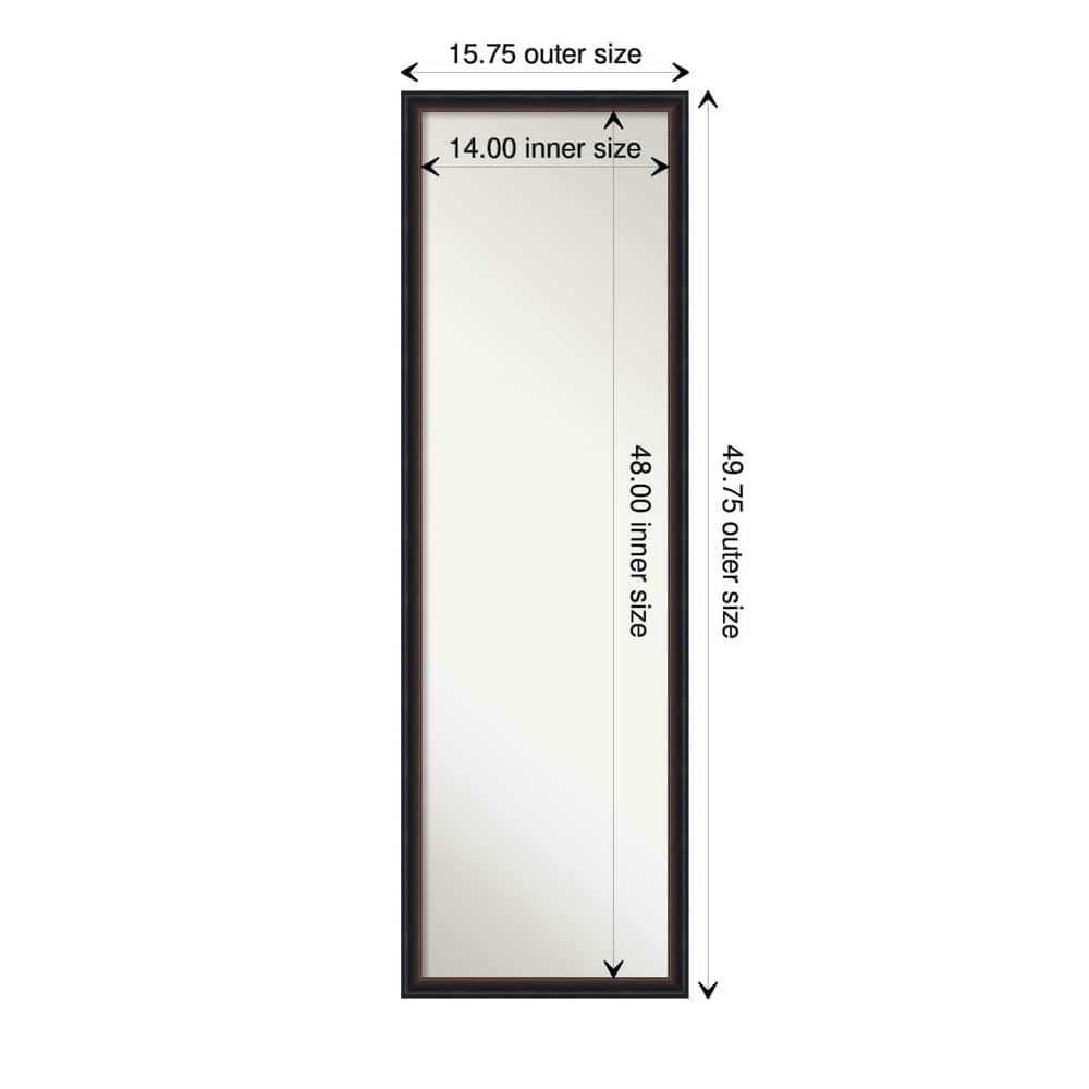 Salon Scoop Non-Beveled Wood Framed Full-Length On the Door Mirror - Glass Size 14x48