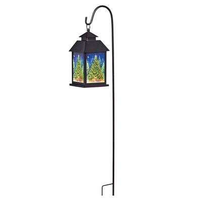 Solar Powered Christmas Tree LED Lighted Lantern with Hook - 8 x 36.37 x 5.37