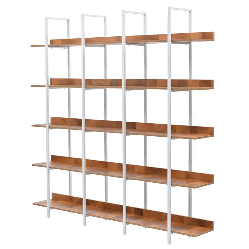 5 Tier Bookshelf Office Bookshelf Metal Frame MDF Board