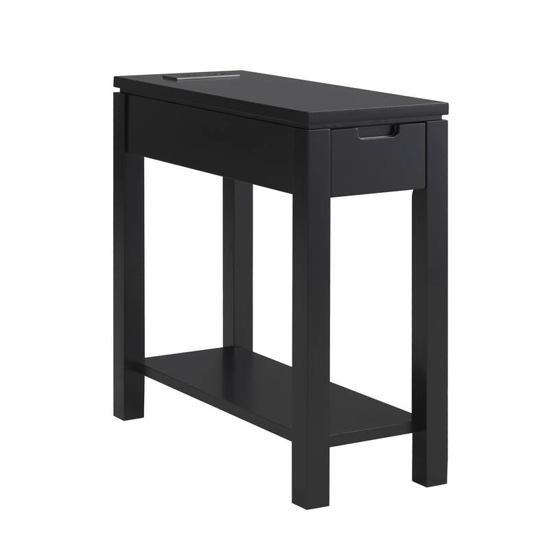 Leick Home Charging Cade Wood Side Table with Drawer