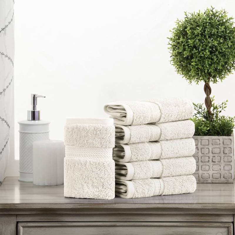 Superior Egyptian Cotton Pile Heavyweight Face Towel Set of 6 - Cream