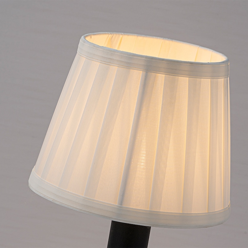 CraftHome 11'' Modern Rechargeable Cordless LED Table Lamp Industrial Dimmable Touch Control Mini Desk Lamp with Fabric Shade