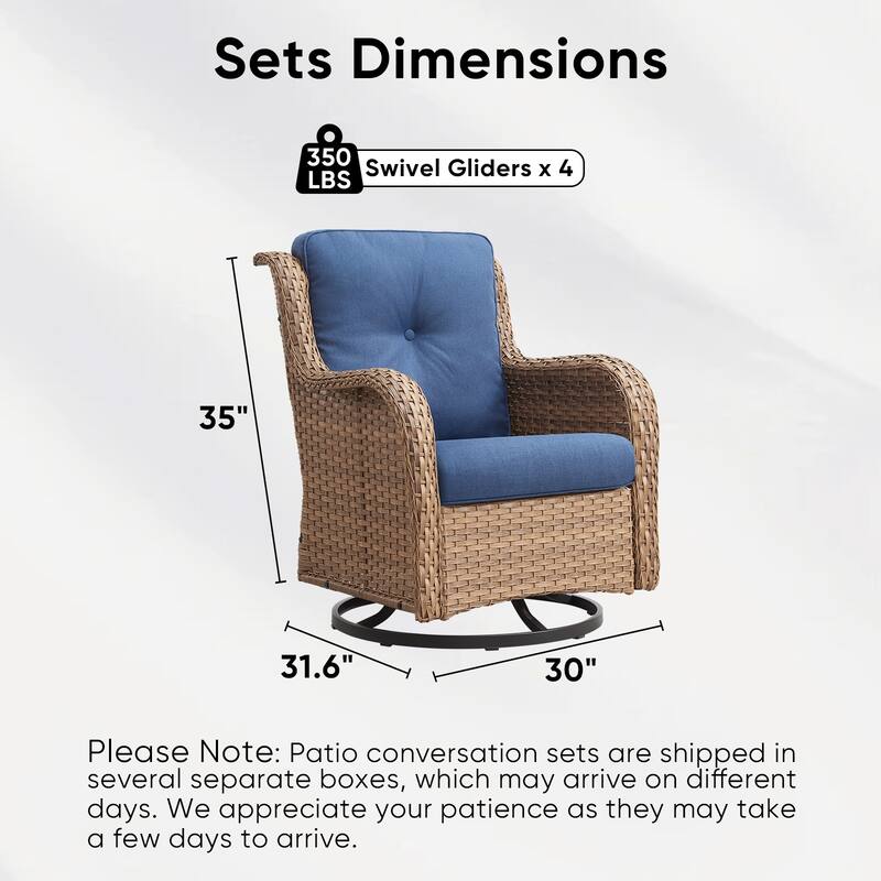 Pocassy 4Pieces Swivel Glider Chairs with 5Inch 6Inch Cushion