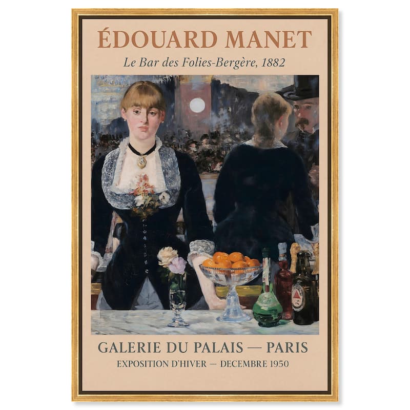 Manet's Famous Bar Canvas by Art Remedy - Gold - 24" x 36"