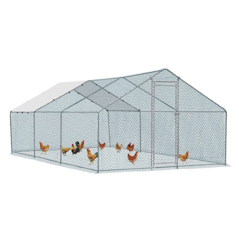 Large 20 x 10 ft Metal Chicken Coop, Waterproof Cage for Farm