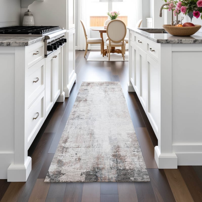 Machine Washable Indoor/Outdoor Abstract Solid Chantille Rug