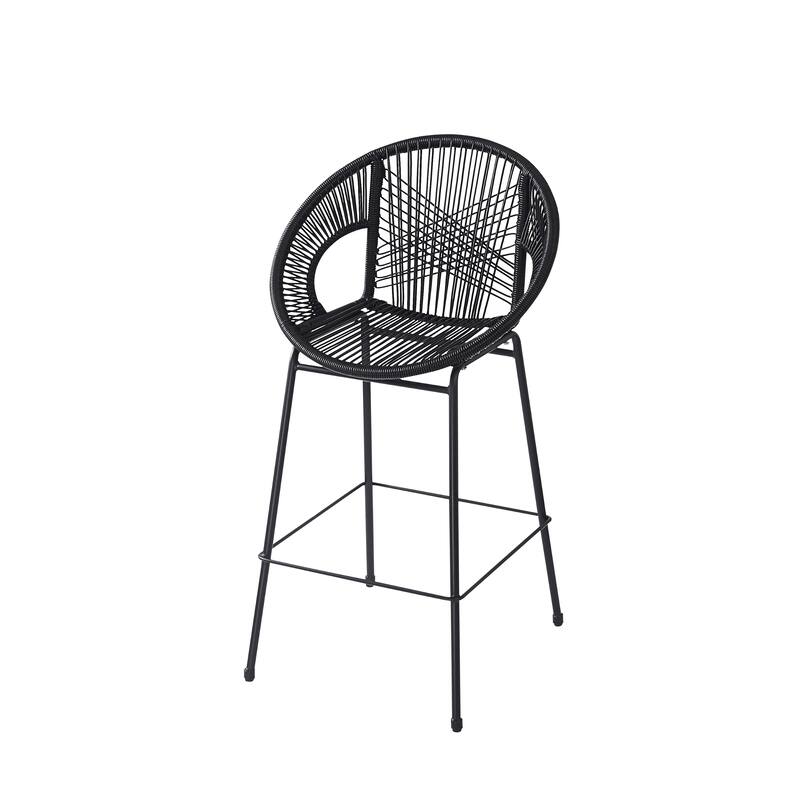 Ferrara Outdoor Patio Teal Faux Wicker Barstool (Excluding the table)