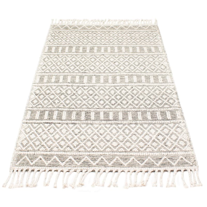 ECARPETGALLERY Braid weave Sienna Cream Wool Rug - 4'11 x 8'5