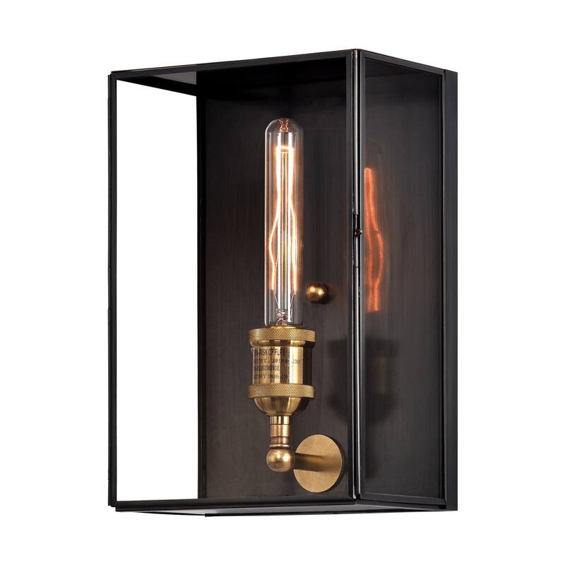 Solid Brass Outdoor Wall Lantern with Tempered Clear Glass Shade - 8in.