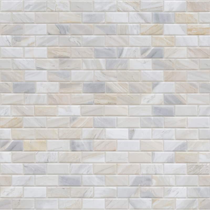 Ackland AKM-S-2X4BSWH-CA 12" x 12" Marble and Travertine Brick Wall