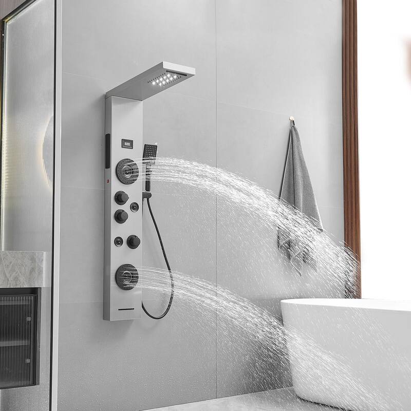 4-Jet LED Shower Panel with Heavy Rain Shower