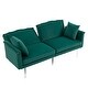 preview thumbnail 92 of 115, Velvet Loveseat Sofa Bed with 2 Pillows, Mid Century 2-Seat Couches Convertible Sofa Bed for Living Room, Bedroom,Office