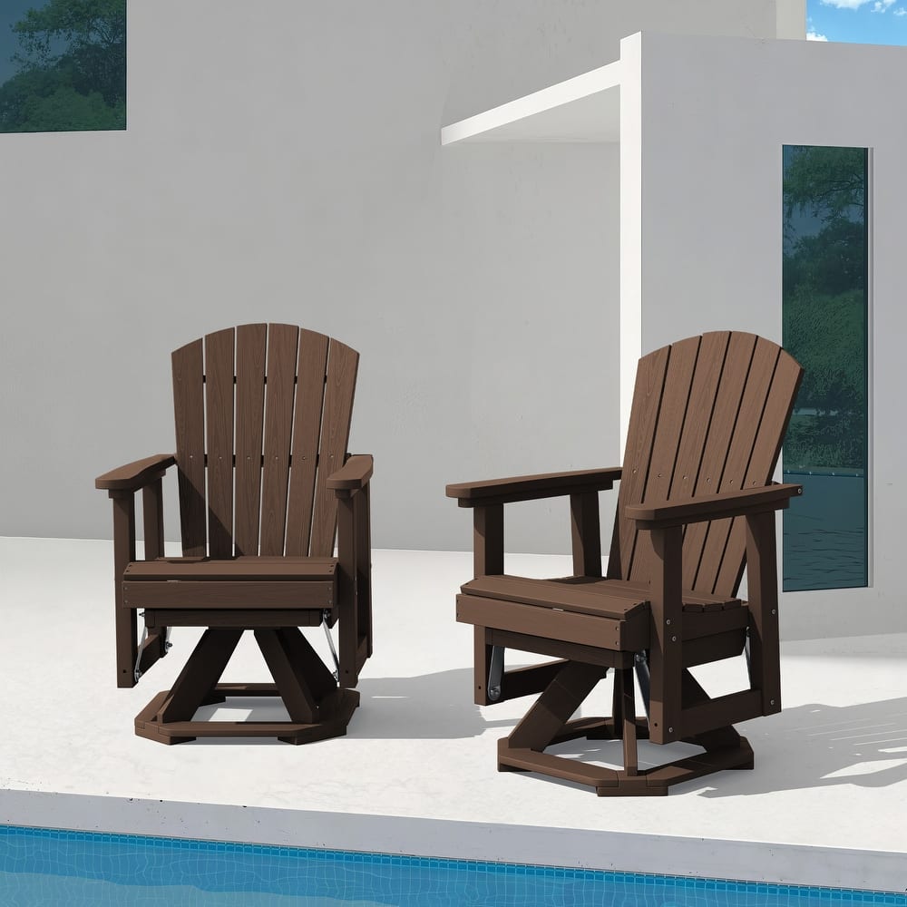 Set of 2 HDPE Adirondack Swivel Gliders, Outdoor Patio Chair Set