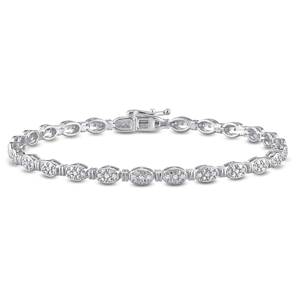 Miadora Sterling Silver 1/2ct TDW Diamond Tennis Bracelet