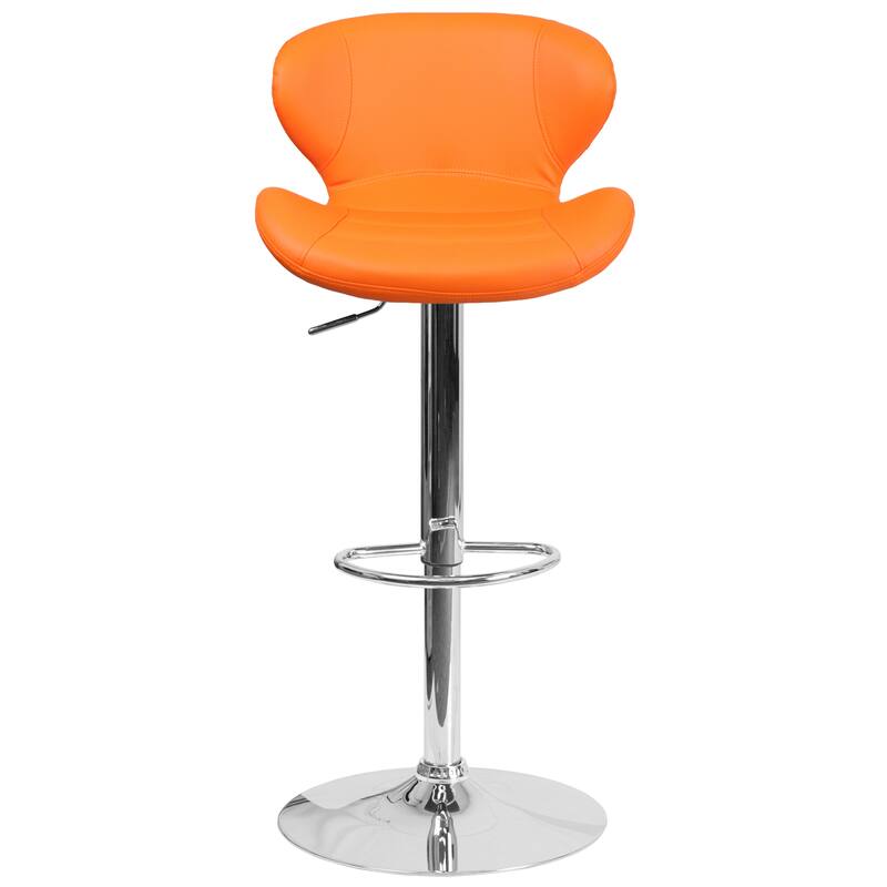 Modern Low-back Height-adjustable Chrome/Vinyl Barstools (Set of 2)