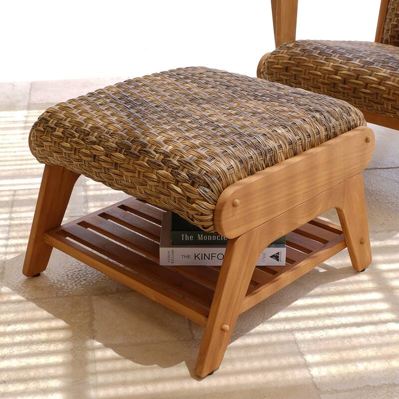 Cambridge Casual Camden Teak Patio Adirondack Chair Set with Padded Woven Seat - FREE Patio Cover