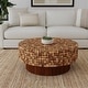 preview thumbnail 2 of 9, Mila Coconut Shell Round Pedestal Coffee Table by East at Main Natural